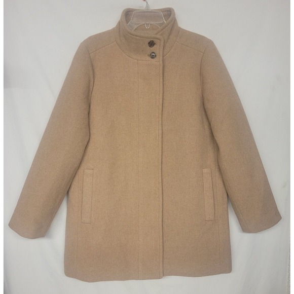 J.CREW Jackets & Blazers - J.Crew Size 12 Wool Blend Mid -Length Coat Brown,  Zip up / Button, Winter Coat